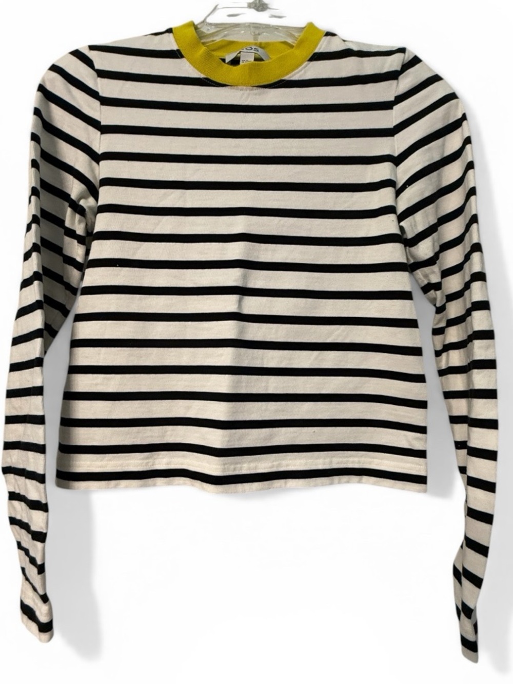 COS Striped Long Sleeve Top XS Minimalist Scandi Chic Yellow Collar Scandi Chic